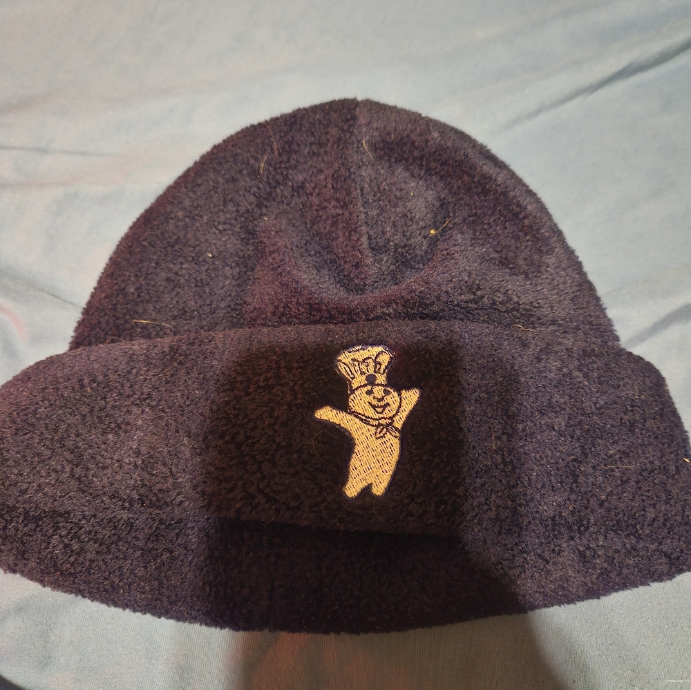 Navy Blue Fleece Beanie With Pillsbury Dough Boy Embroidery